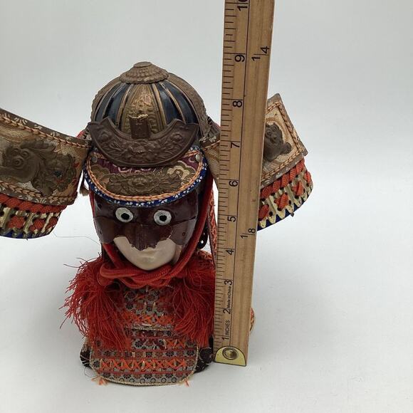 Vintage Japanese Samurai Doll with Kabuto Helmet Showa Era 9”Figure - Picture 2 of 13
